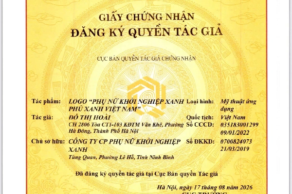 THÔNG BÁO CHÍNH THỨC CÔNG BỐ LOGO PHỤ NỮ KHỞI NGHIỆP XANH - PHỦ XANH VIỆT NAM